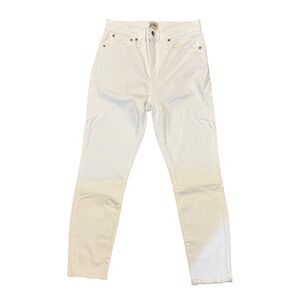 J.Crew Denim28P Petite White Toothpick 10" High Rise Raw Hem Ankle‎ Crop Jeans